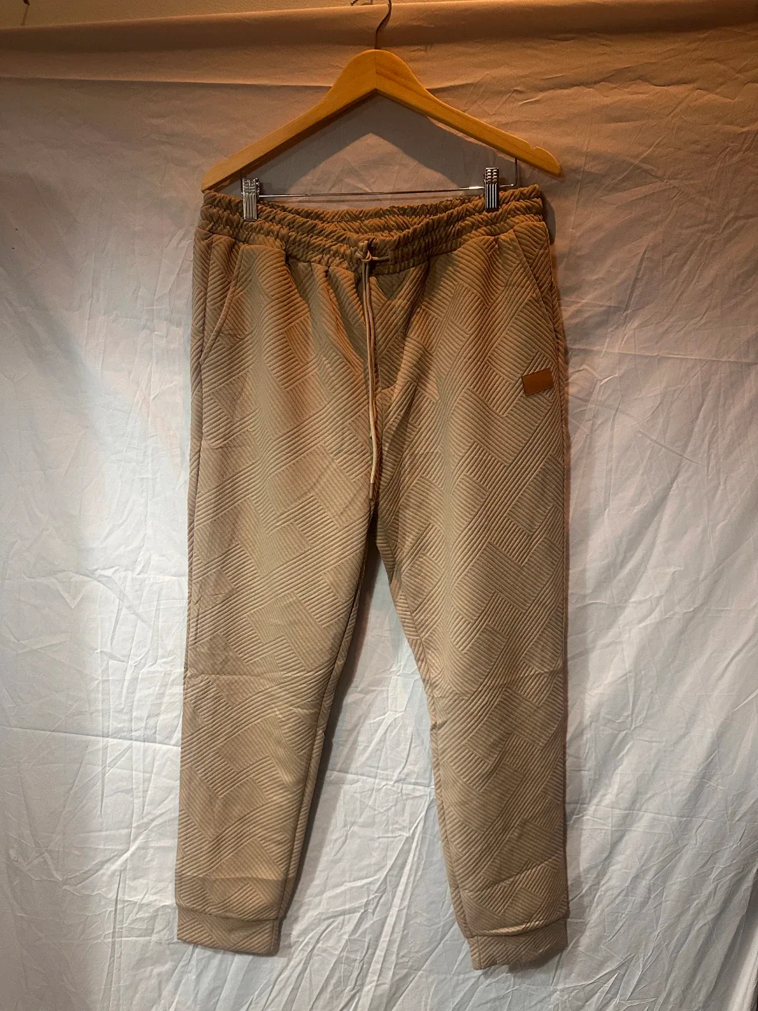 Men's Beige Textured Joggers XL - photo 4