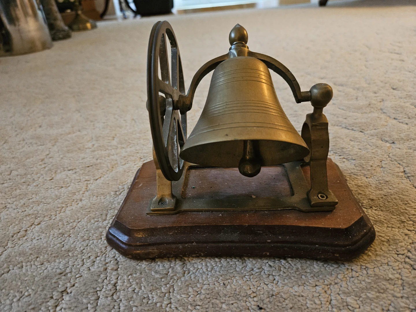 Vintage Brass coloured Bell with Wooden Base - photo 2