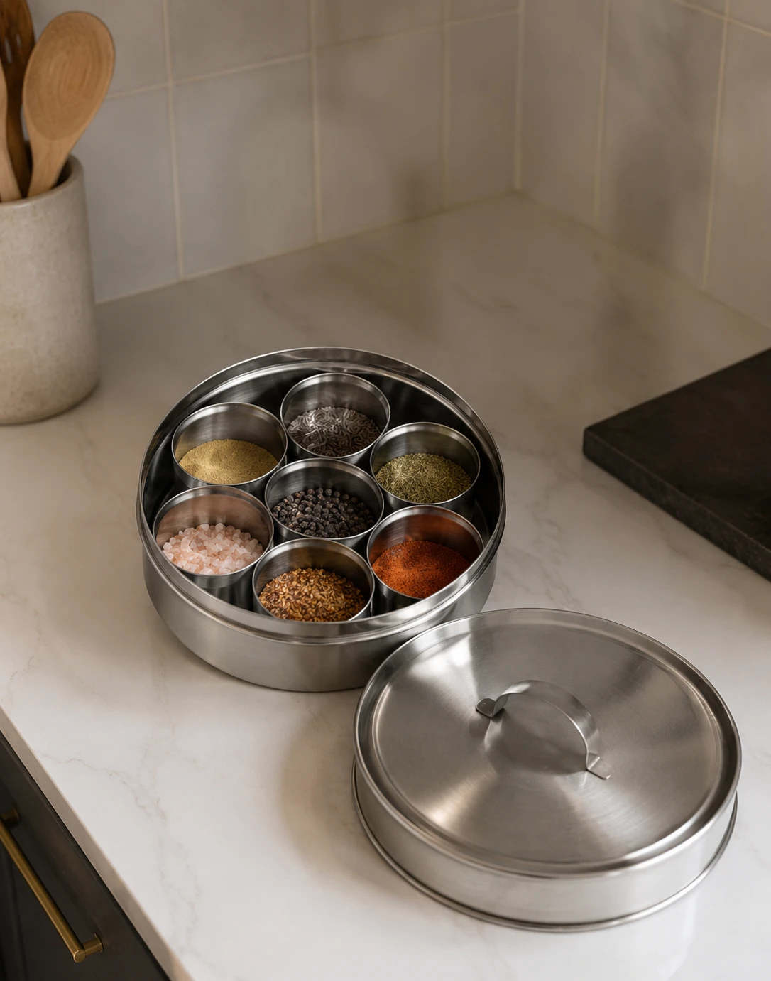 Stainless steel Masala Dabba (Indian Spice Box)
