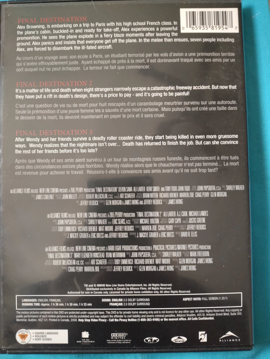 Final Destination Trilogy DVD Set - photo 2