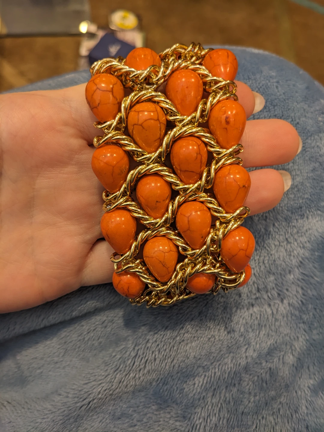 ⚽ Orange and Gold-tone Stretch Bracelet - photo 3