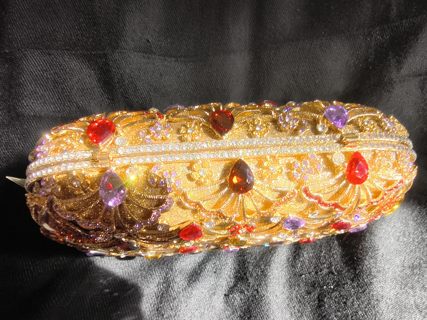 Gold Embellished Crystal Clutch with Rhinestones - photo 3