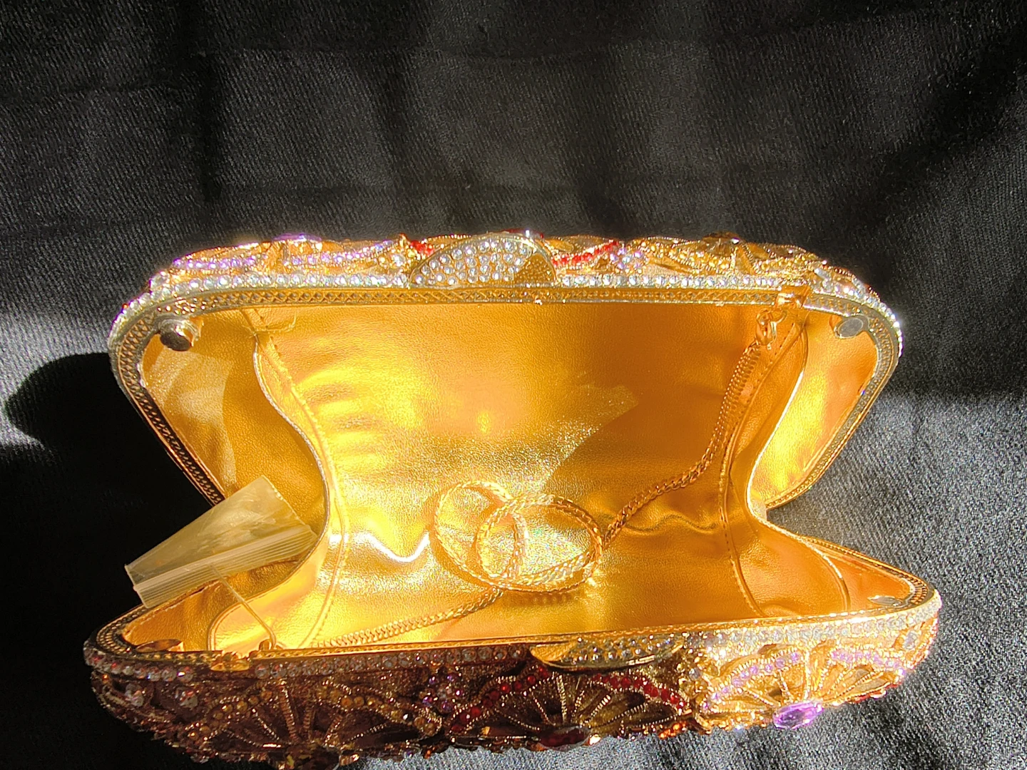 Gold Embellished Crystal Clutch with Rhinestones - photo 4