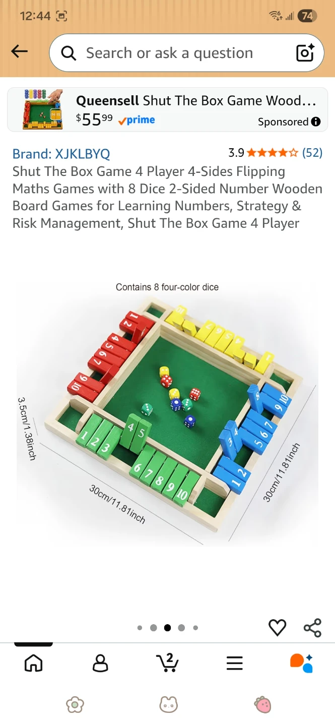 Shut The Box Game 4 Player Maths Game