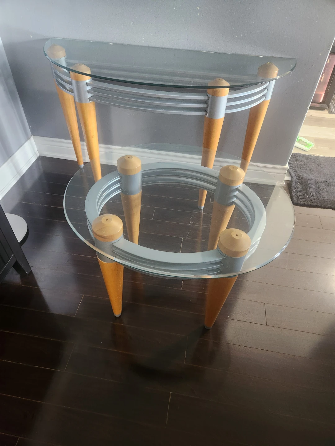 Glass Entrance Table and Side Table