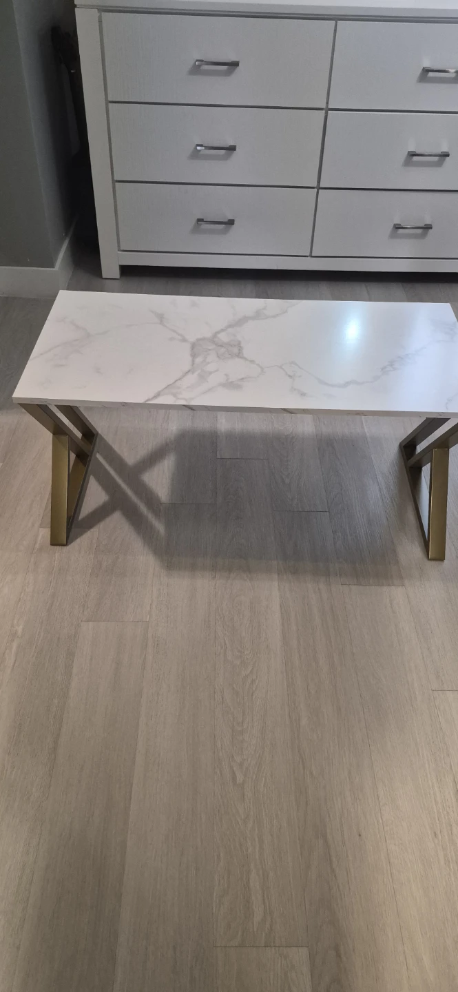 Modern Coffee Table - White Marble Top with Gold Base