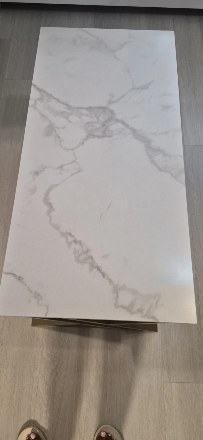 Modern Coffee Table - White Marble Top with Gold Base - photo 2