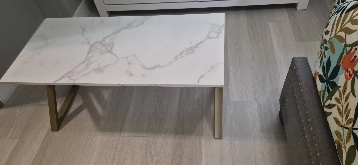 Modern Coffee Table - White Marble Top with Gold Base - photo 3