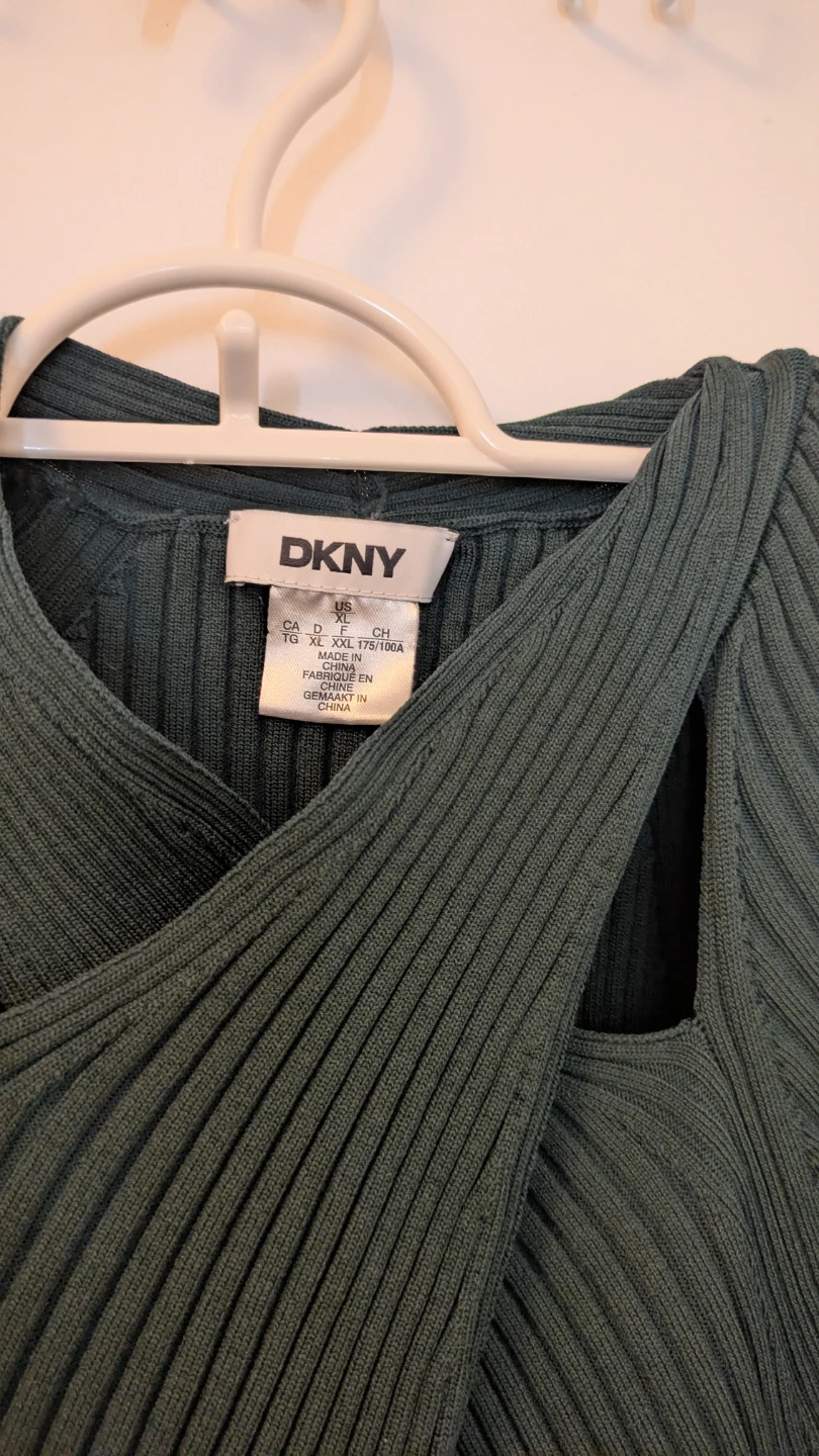 DKNY Ribbed Knit Asymmetrical Midi Dress Green XL - photo 3