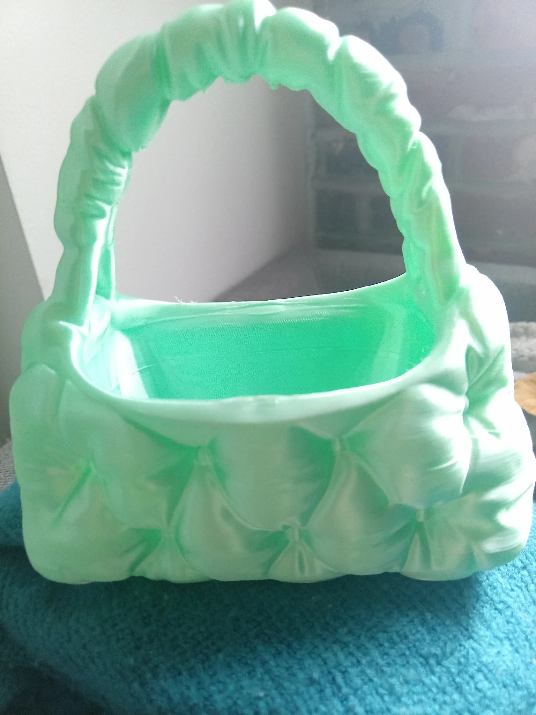 Mint Green Quilted Basket Purse see description