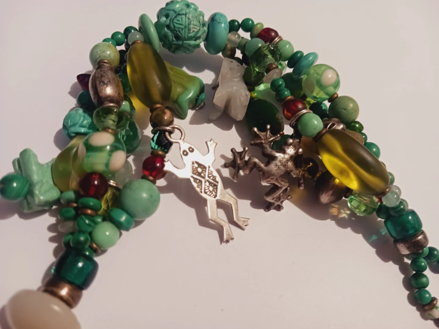 NAVAJO STERLING SIGNED STERLING SILVER GEMSTONE CHARMS  BRACELET - photo 2