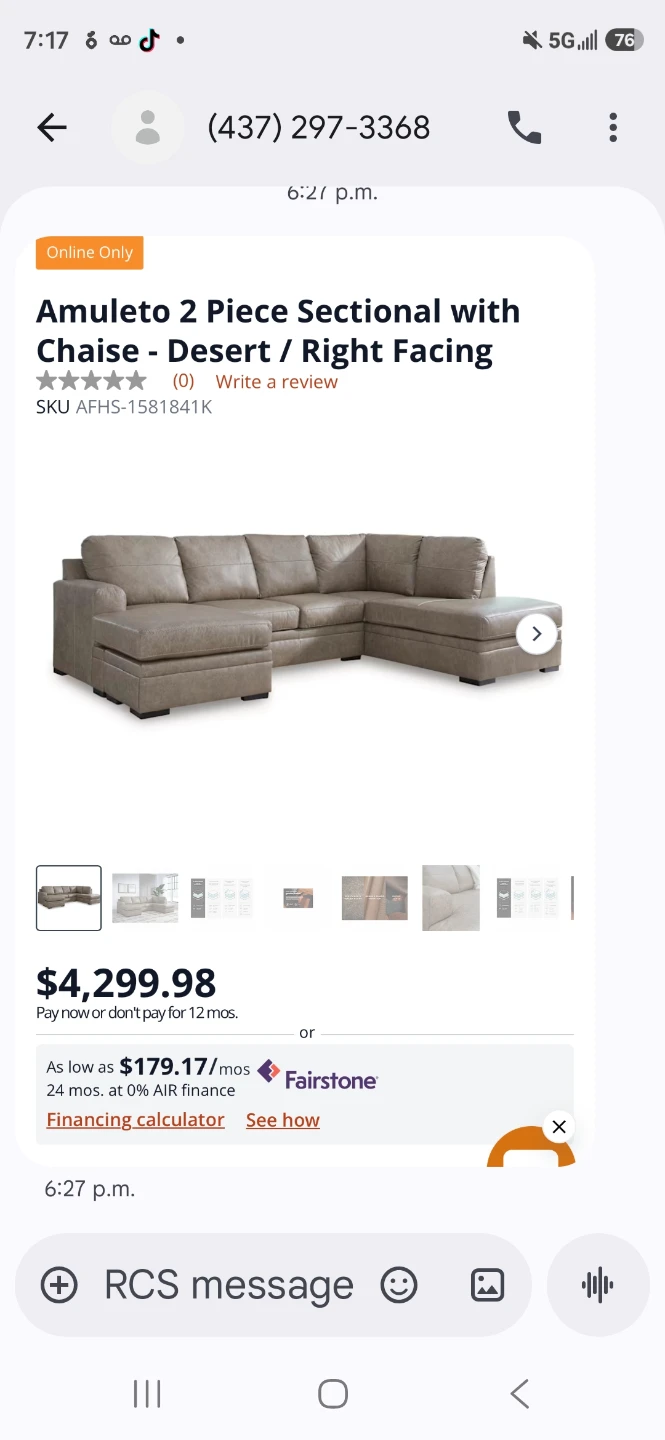 Amuleto 2 Piece Sectional with Chaise - Desert / Right Facing