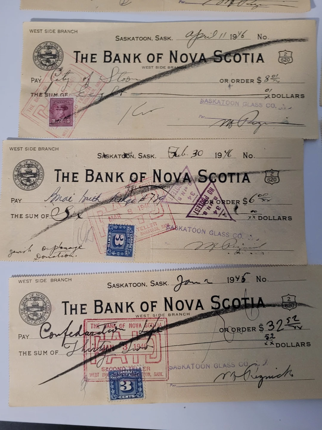 The Bank of Nova Scotia Cheques - Saskatoon, Sask. - photo 2