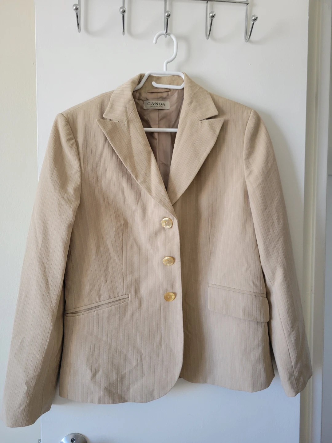 Canda Women's Striped Blazer - Beige
