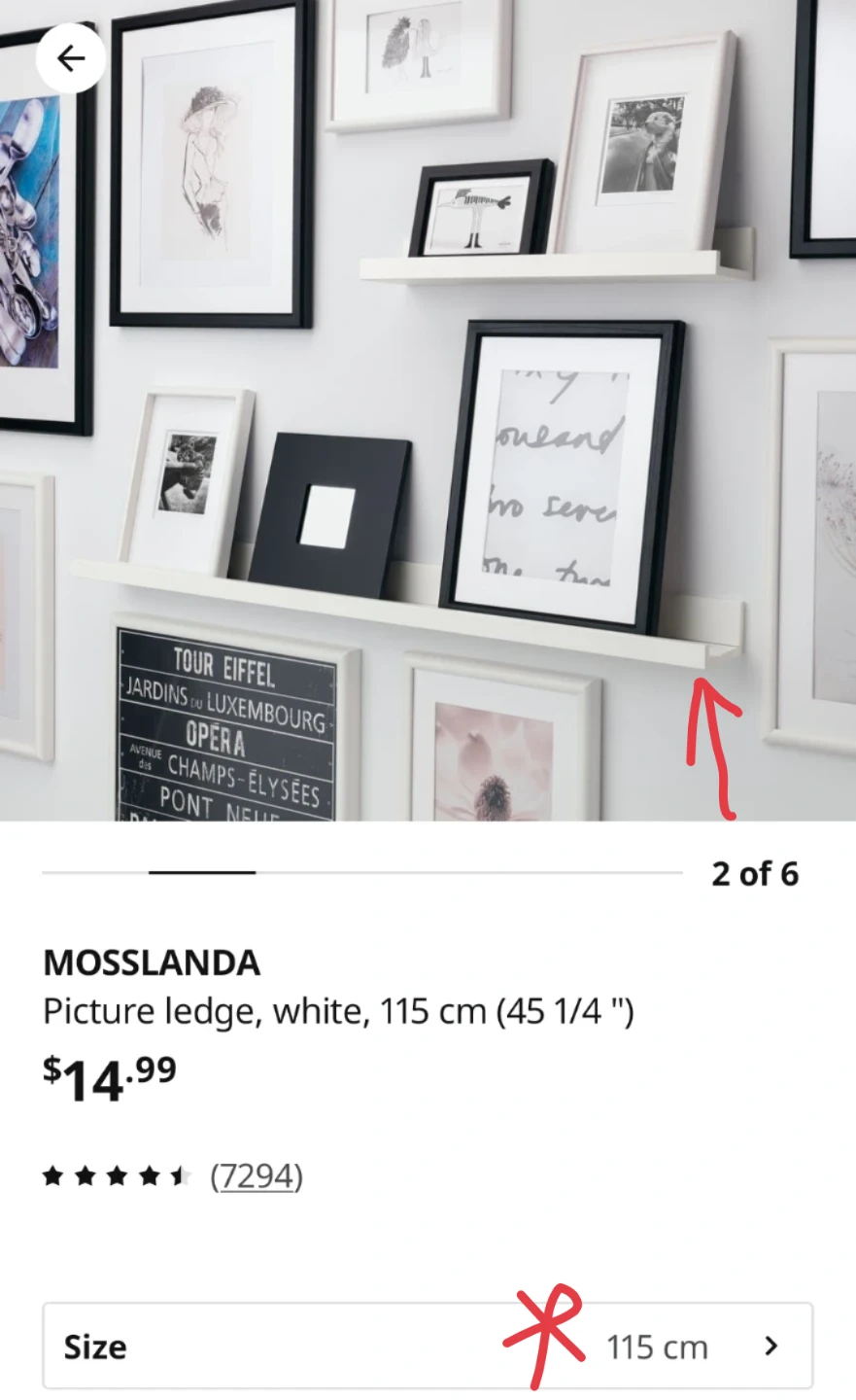 2 nos. IKEA MOSSLANDA Picture Ledge - White, 115 cm