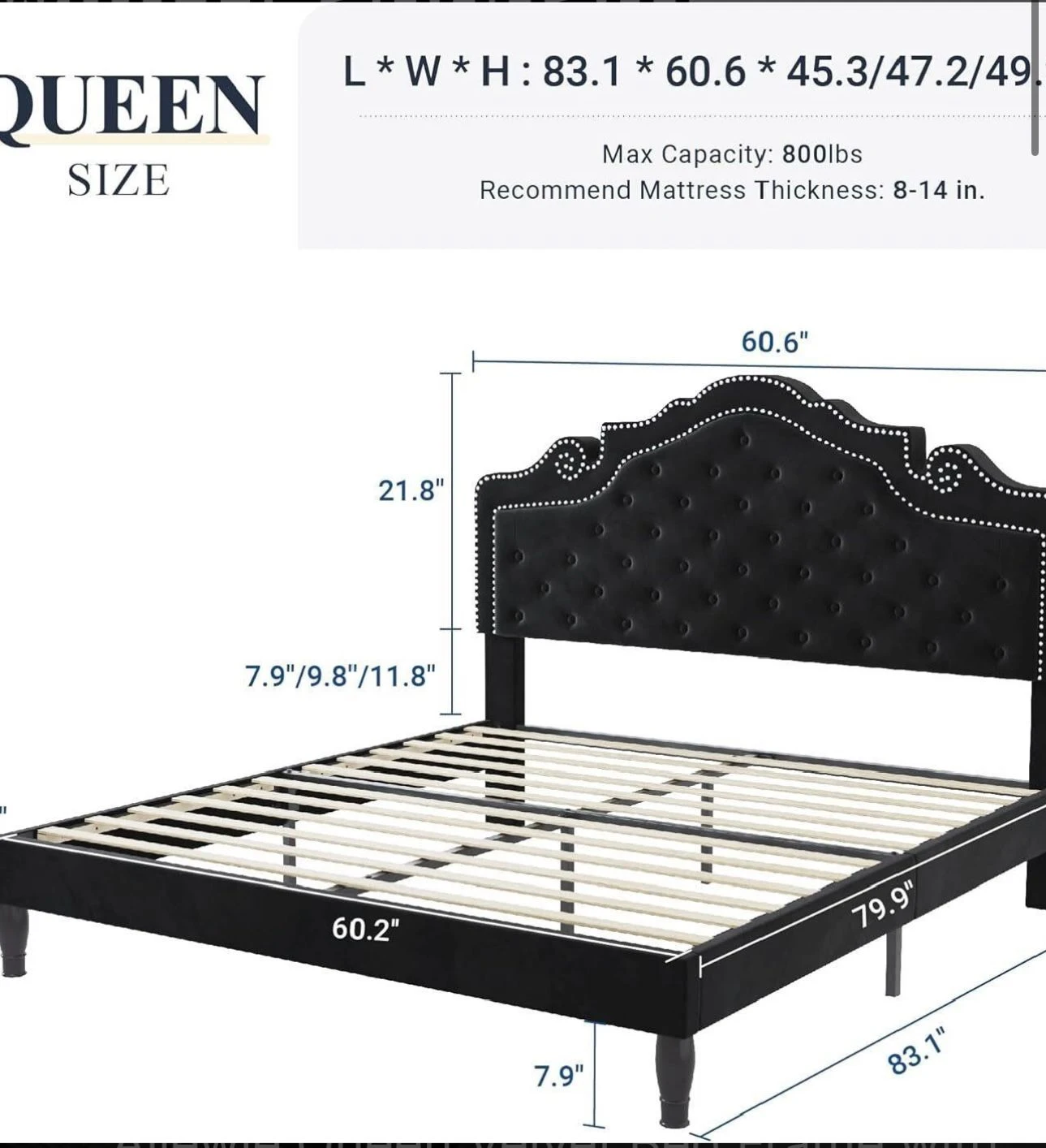 Queen Size Bed Frame grey colour