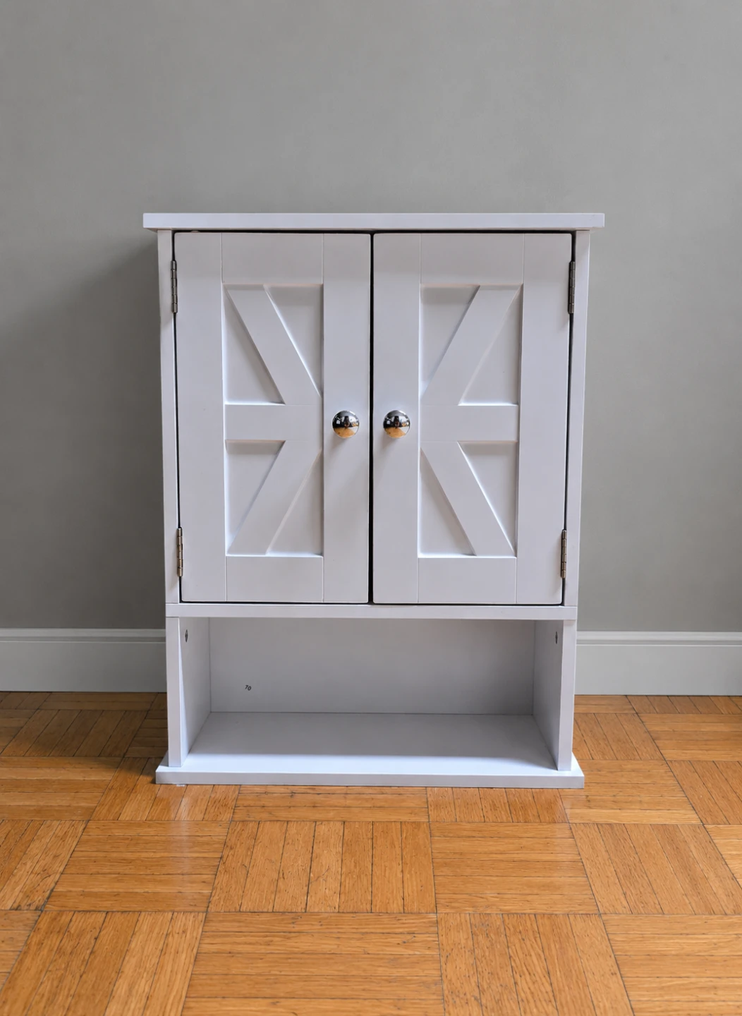 BRAND NEW White Double Door Wall Cabinet with Shelf