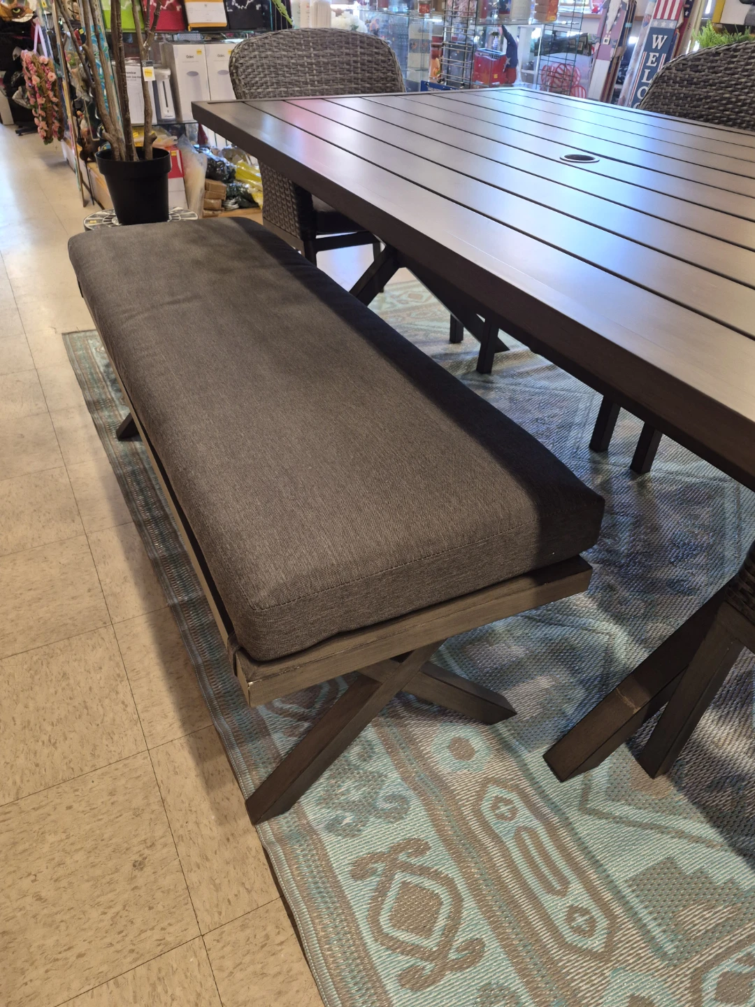 New 6 piece Outdoor Dining Set Table, bench Chairs & Cushions - photo 5