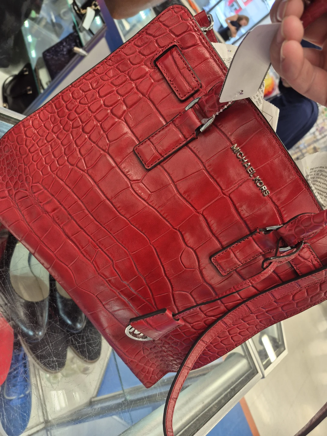 Michael Kors Red Croc Embossed Leather Handbag - photo 2