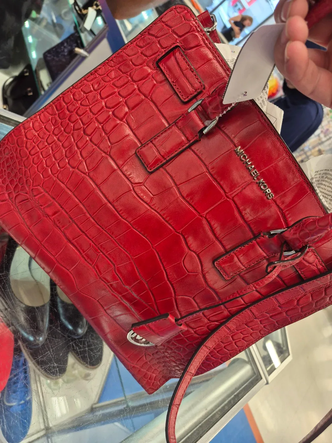 Michael Kors Red Croc Embossed Leather Handbag - photo 2