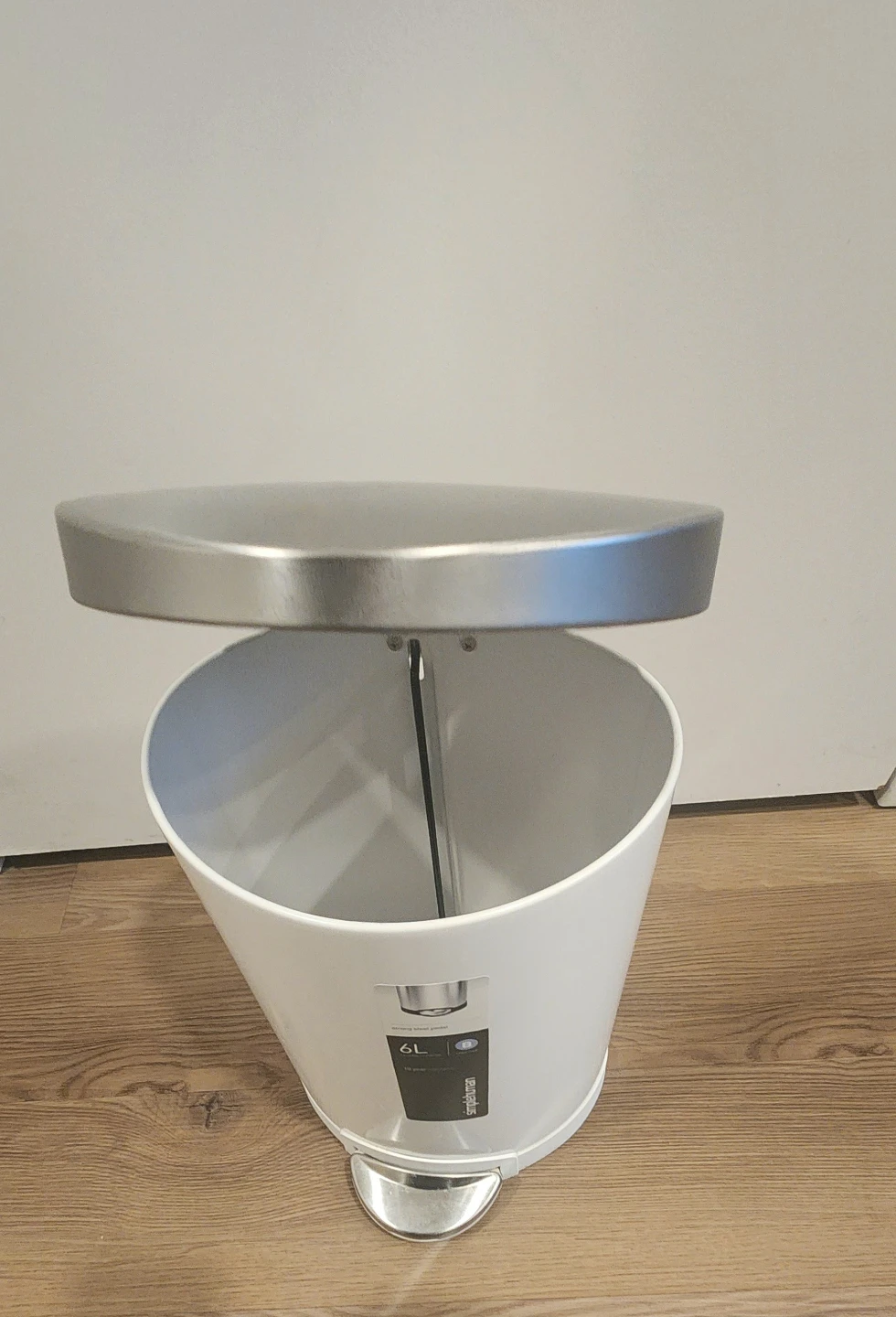 Simplehuman White Stainless Steel Pedal Trash Can - photo 3