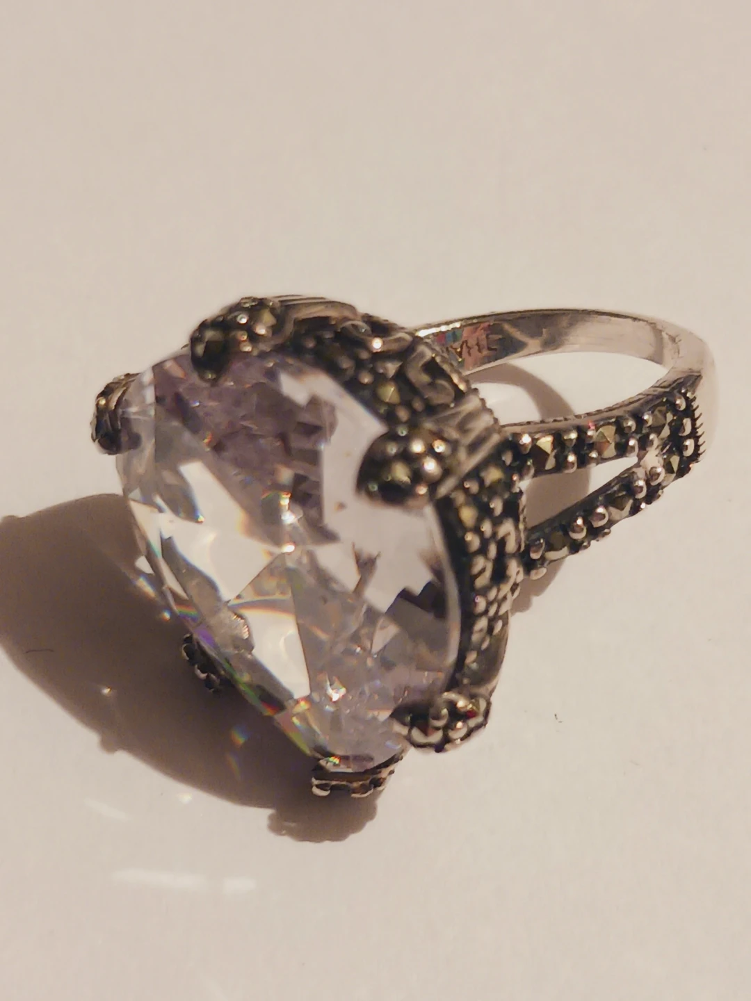 Sterling Silver 925 Large Crystal Cocktail Ring. 6. - photo 4