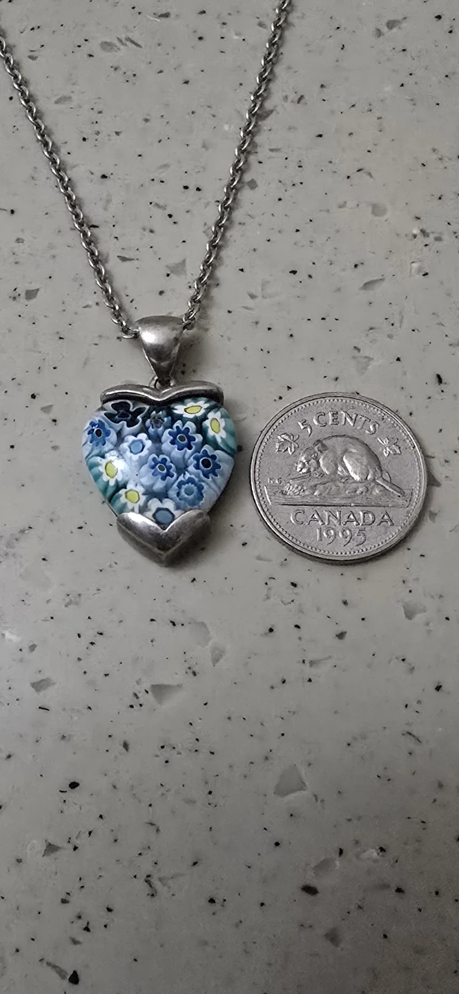 Heart Pendant Necklace with Floral Design 925 silver - photo 2