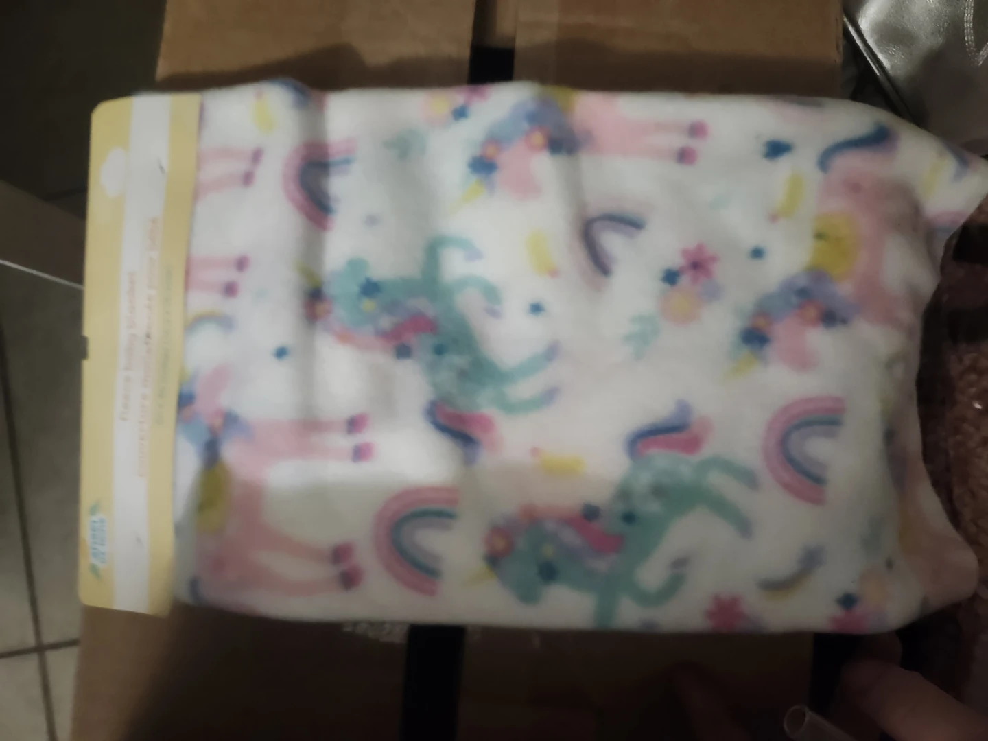 Fleece Baby Blanket with Unicorns and Rainbows