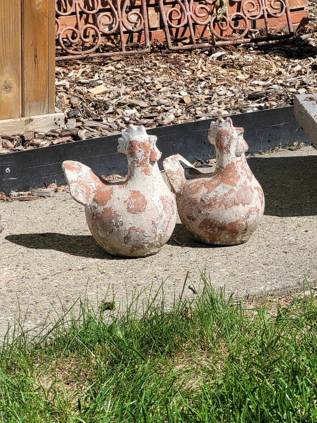 Pair of Ceramic Chicken Decor Figurines
