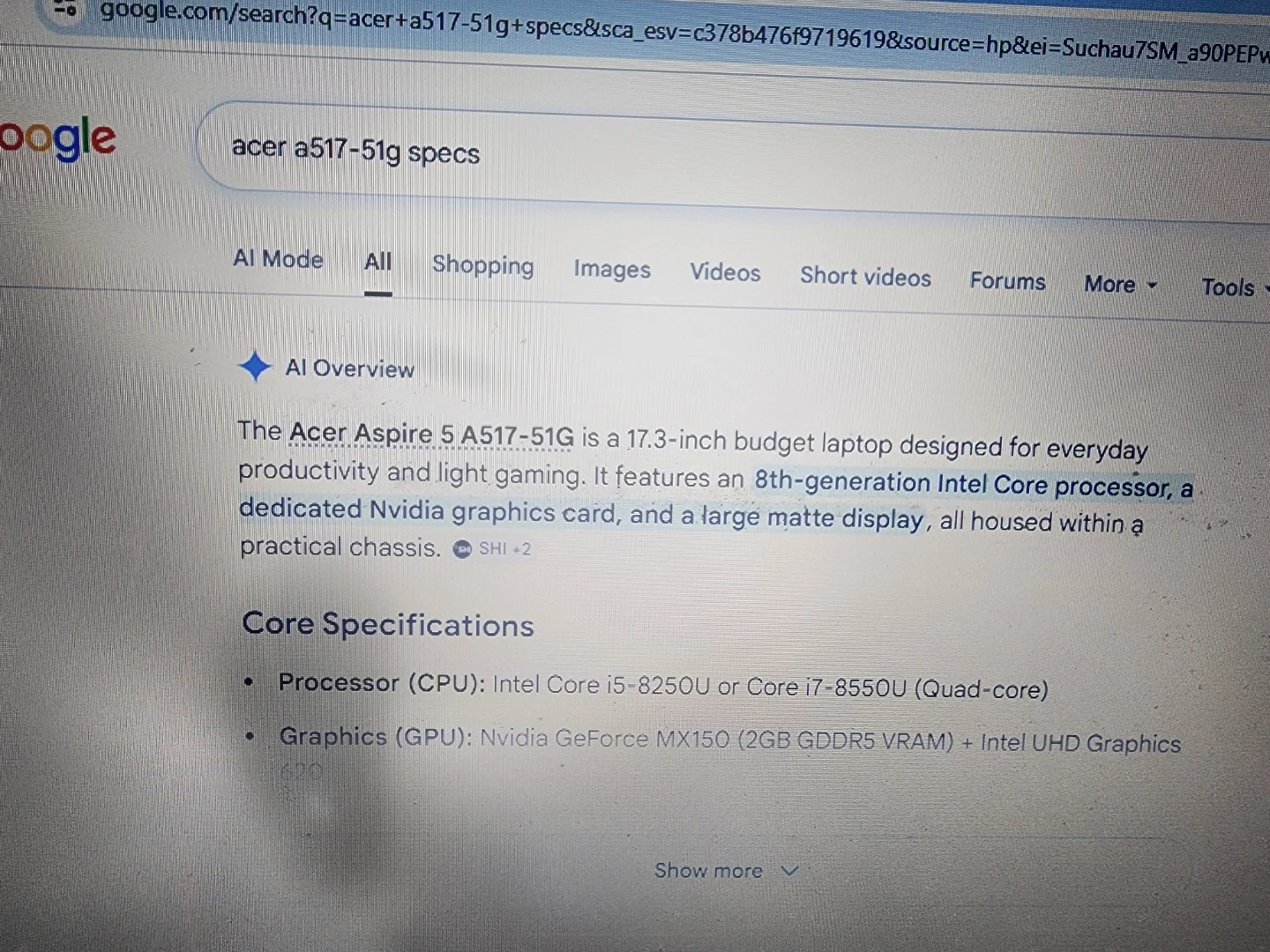 Acer Aspire 5 A517-51G Laptop - photo 5