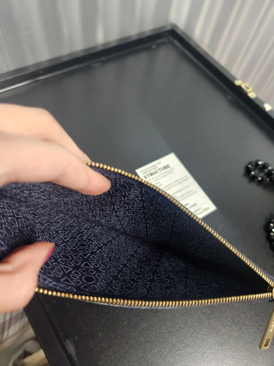 Nina Ricci navy pebbled leather clutch pouch - photo 2