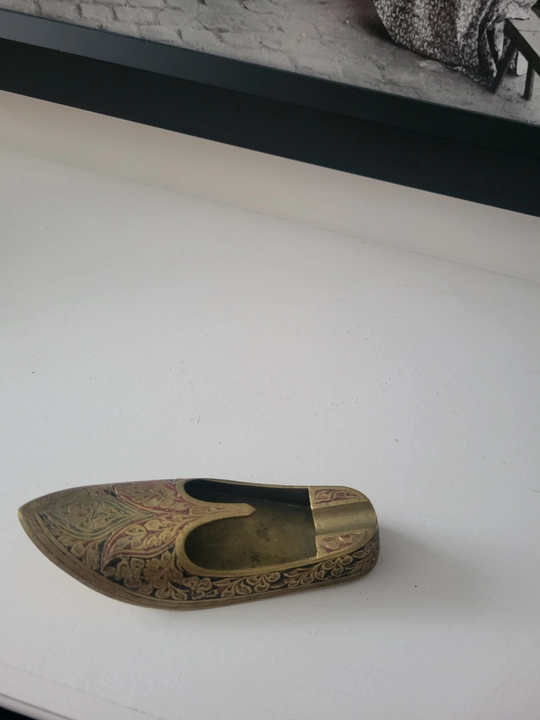 Vintage Ornate Brass Slipper Shoe Ashtray. Incense Holder - photo 5