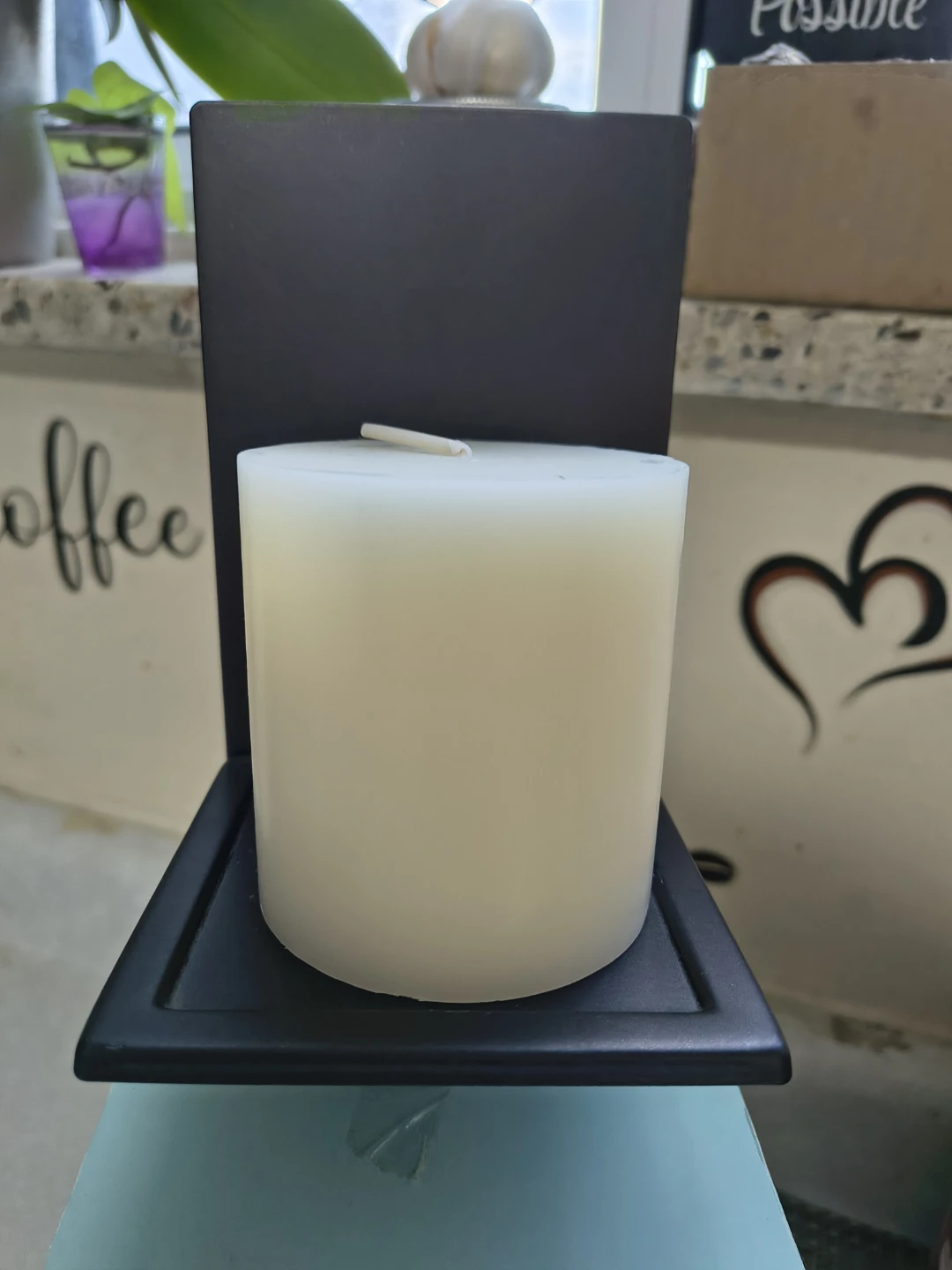 PartyLite Black Metal Candle Holder w/Vanilla Pillar Candle - photo 3