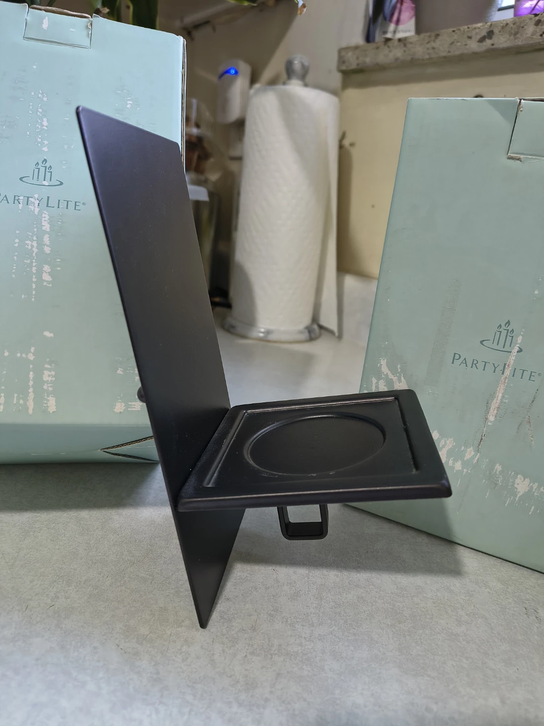 PartyLite Black Metal Candle Holder w/Vanilla Pillar Candle - photo 5