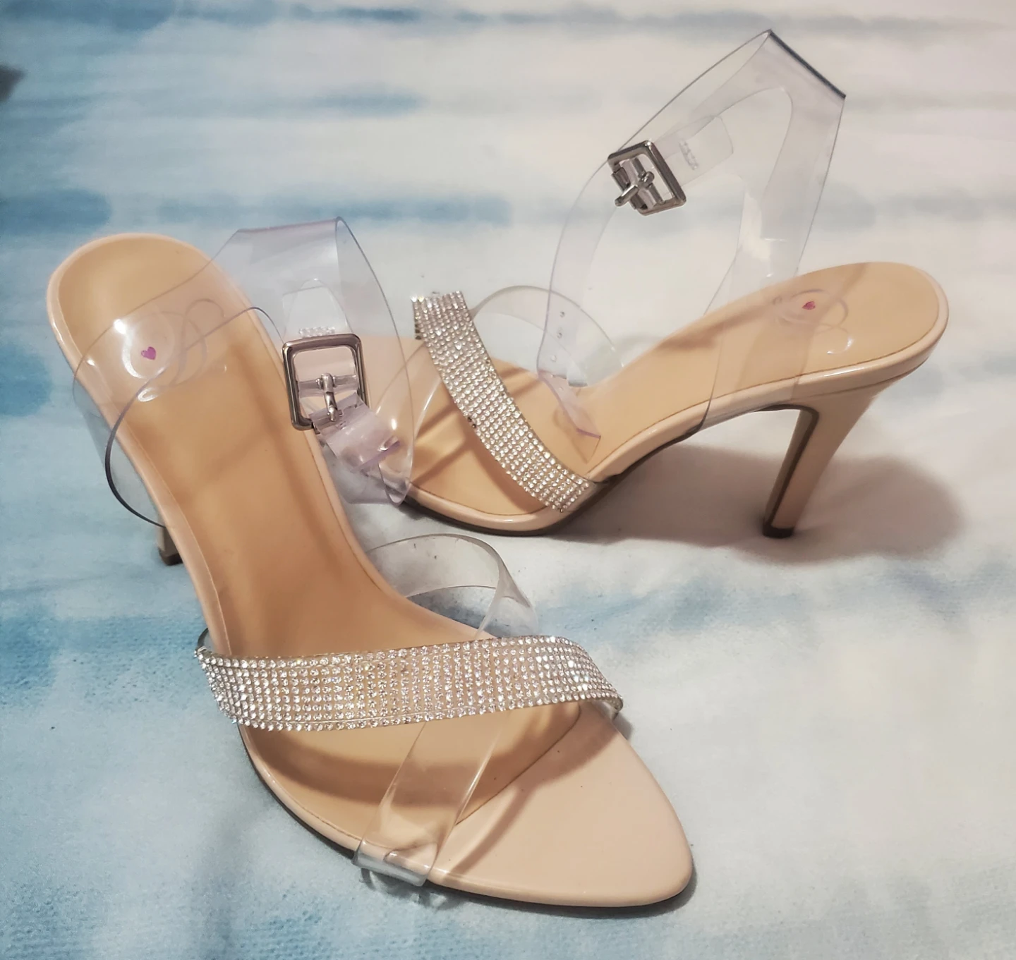 Clear Strap Heels with Rhinestone Detail - photo 3