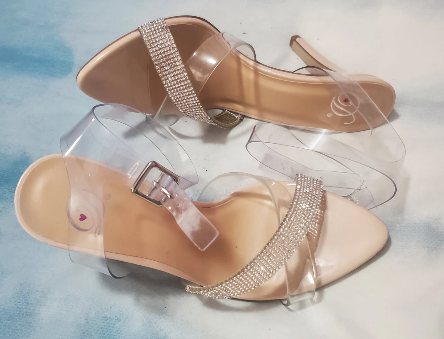 Clear Strap Heels with Rhinestone Detail - photo 4