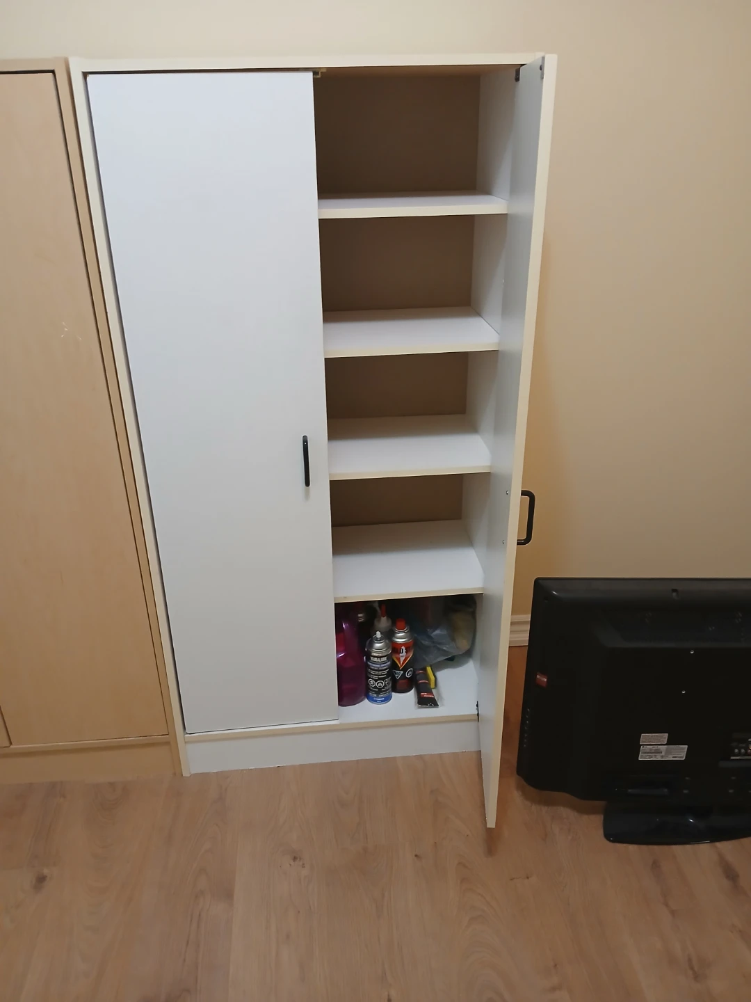 White Storage Cabinet with Sliding Door - photo 2