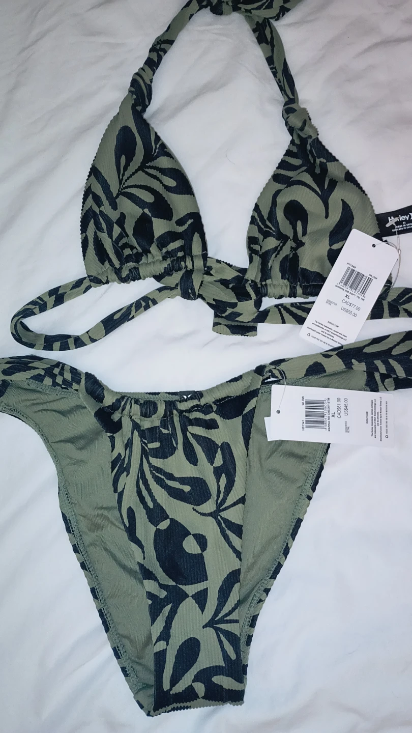 Hurley Makina Rib Soft Tie Tri Bikini Set XL