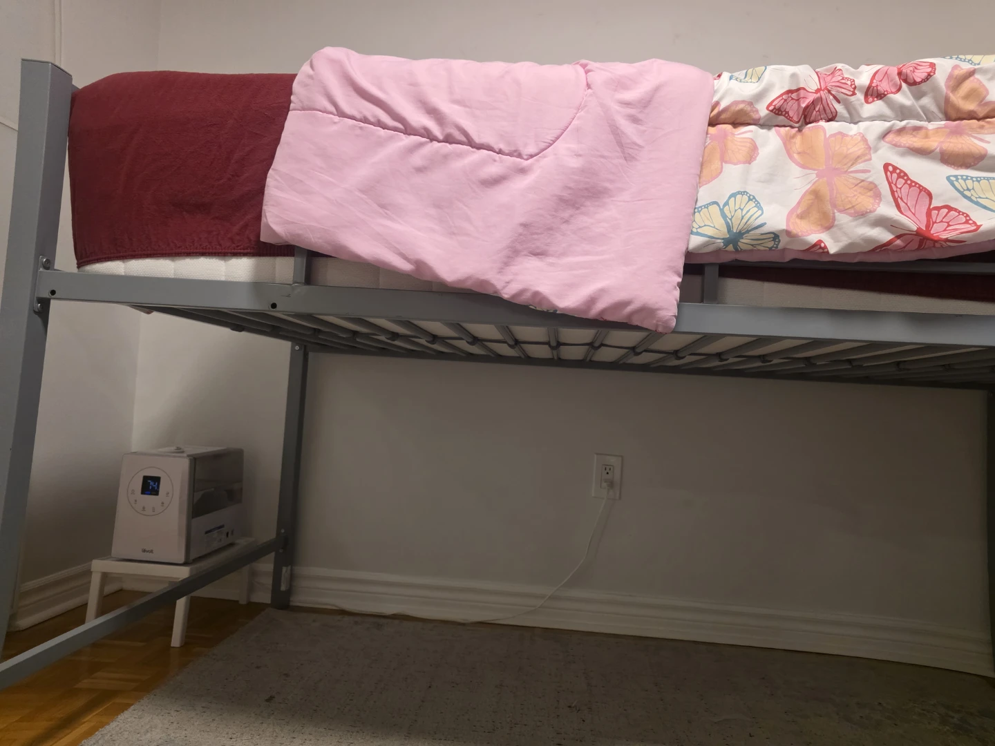 Grey Metal Twin Loft Bed with Full-Length Guardrails - photo 3