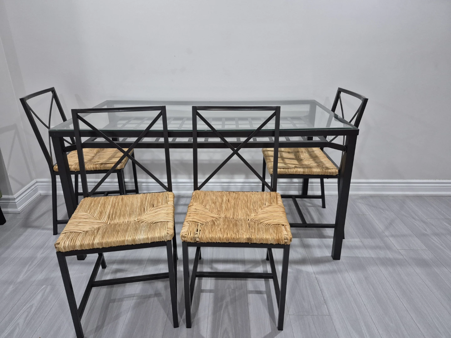 Glass Top Dining Set with 4 Chairs