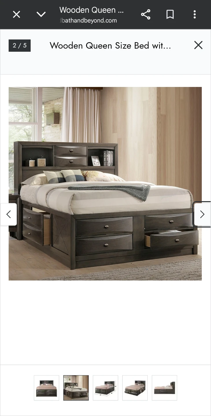 Wooden Queen Size Storage Bed with Headboard - photo 2