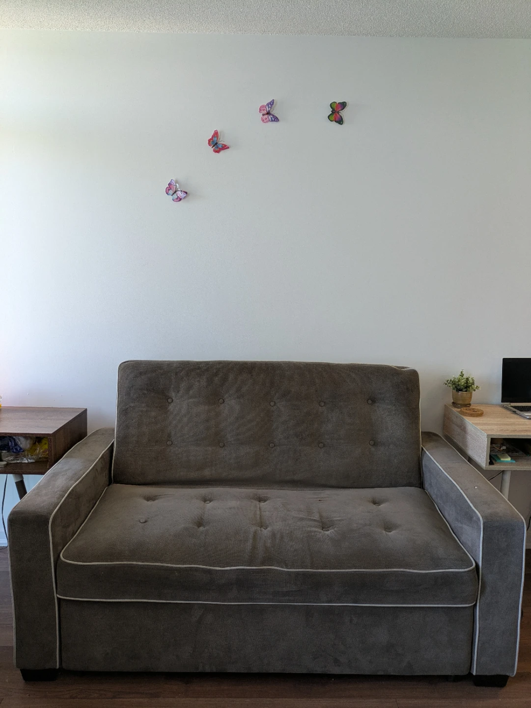 Grey Loveseat Sofa Bed with Ottoman