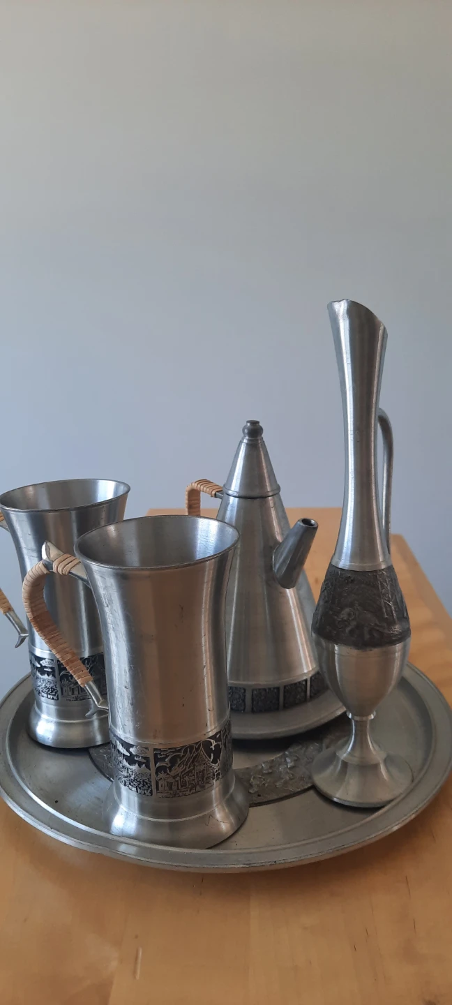 Pewter Chalice and Pitcher Set with Tray - photo 2