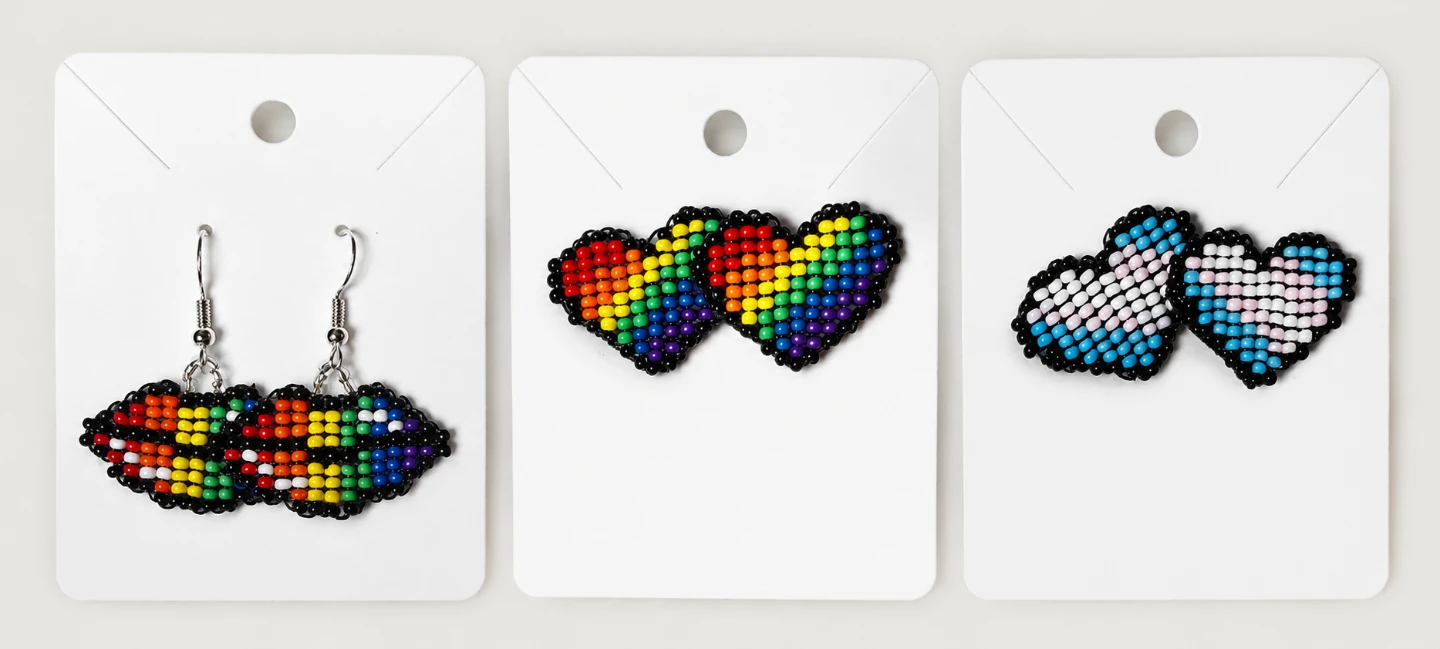 Handmade Beaded Heart Earrings 45.00 each