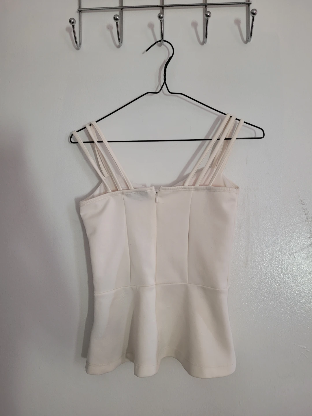 Cream Peplum Top with Strappy Neckline - photo 2