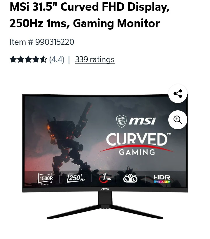 MSI 31.5" Curved Gaming Monitor