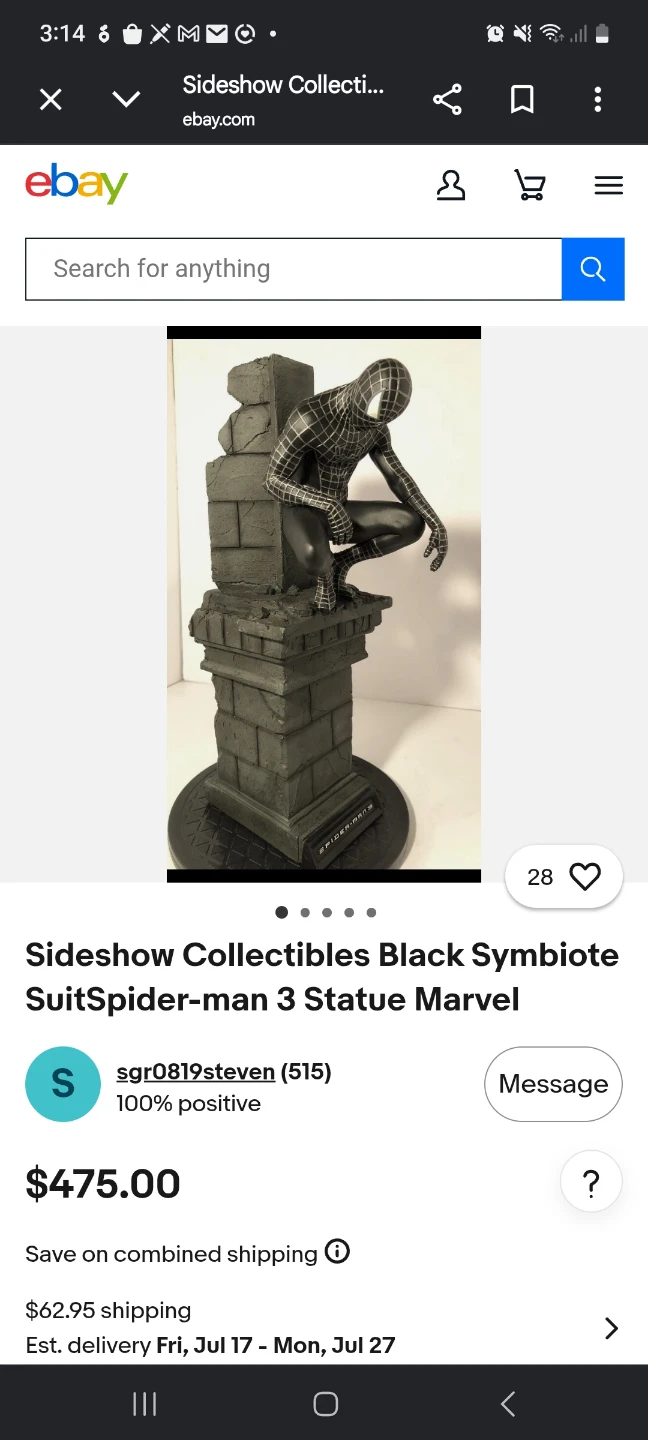 Spiderman3 collectable statue
