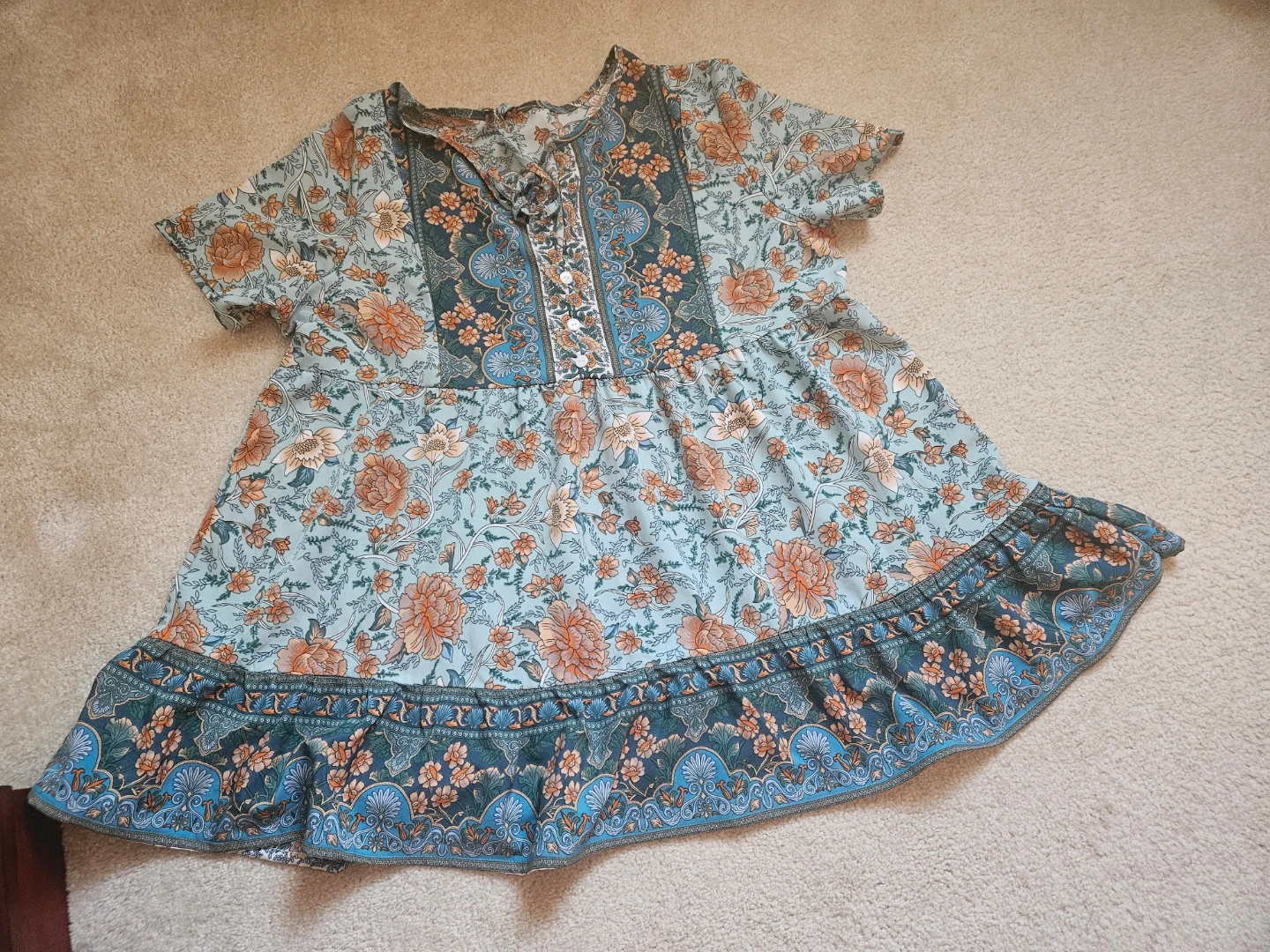 Floral Print Peasant Blouse