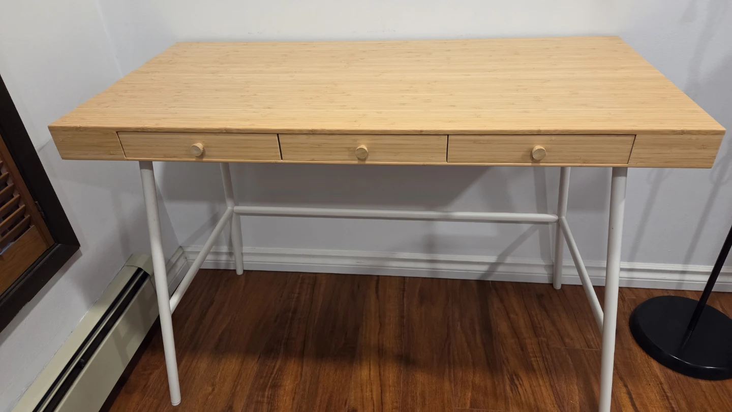 Bamboo Desk with White Legs