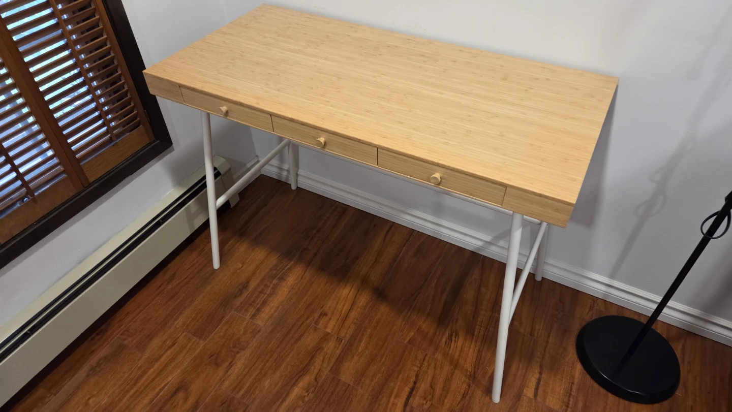 Bamboo Desk with White Legs - photo 2